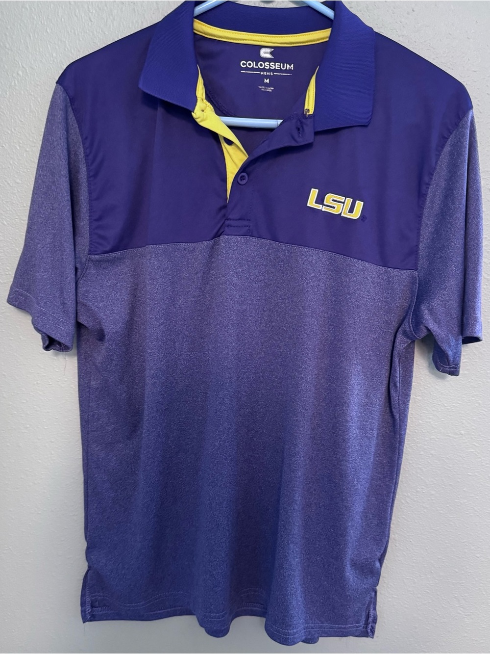 Colosseum Men's LSU Purple Polo with Yellow Trim